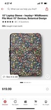 15" Laptop Sleeve - heyday Wildflowers:Fits Most 15" Devices, Botanical Design