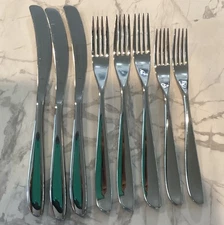 8 PC. Studio William OLIVE-HAZEL 18/10 Stainless Flatware. VERY GLOSSY.