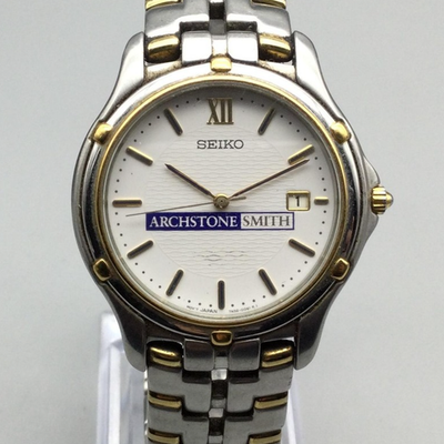 Seiko 7N32-0049 Watch Mens 35mm Archstone Smith Two Tone Date New