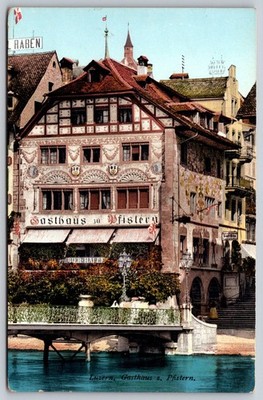 Luzern Switzerland Gasthaus z. Pfistern Historic Building Postcard c1910 C487