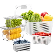 Fresh Container, 3PACK Produce Saver Container BPA Free Fridge Organizer for ...