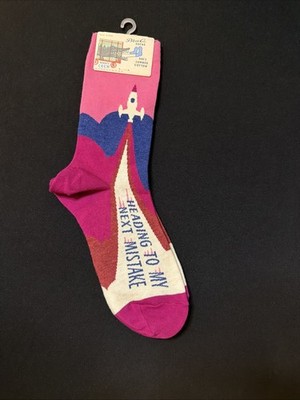 Blue Q Women's Funny Crew Socks  Heading To Next Mistake  size 5-10