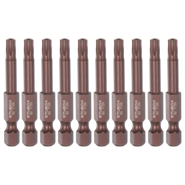 "10Stk T25 Torx Bit 1/4\" Sechskantschaft 2\" Sicherheit Stern Schraubendreher,Rot"-image