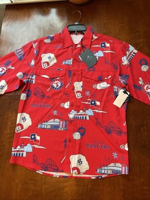 Antigua NWT Texas Rangers All Over Button Down Men s Small