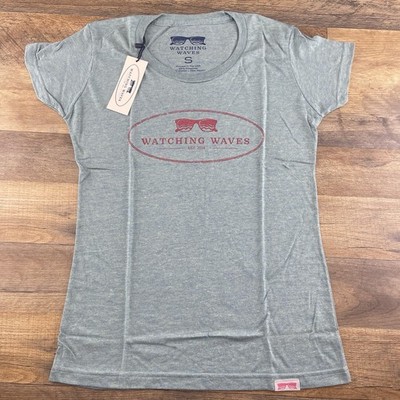 Watching Waves Small Womens Light Green Tee Shirt Top Private Selection Apparel