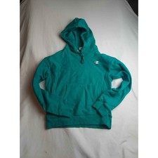 Champion Reverse Weave Hoodie Teal Green XS Sweatshirt C Logo Pullover Womens