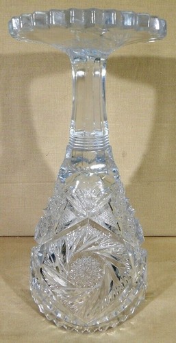 Antique EAPG McKee Fentec Clear Pressed Glass Footed Chalice Vase Starburst Foot - Picture 5 of 5