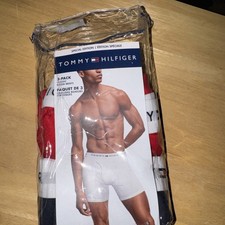 NEW Tommy Hilfiger Mens 100 COTTON Boxer Briefs 2-Pack Red /Black - LARGE Class