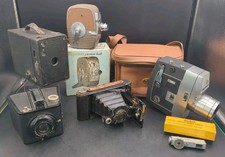 Lot Of Vintage Cameras Eastman Kodak Keystone Brownie Rollex  Camera Case More
