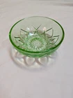 Vintage Uranium Glass Bowl Green Depression Glass Floral Pattern Glows UV