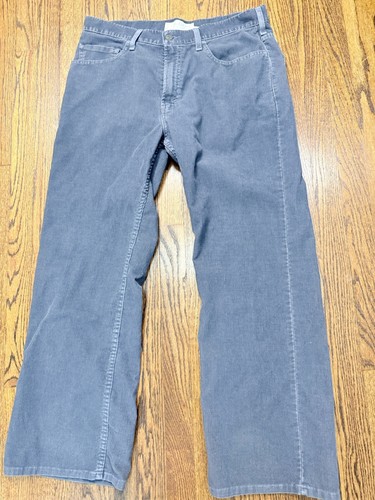 Vintage Levis 567 Low Loose Bootcut Cord Jeans Herren Größe 34X30 Grau Klassisch