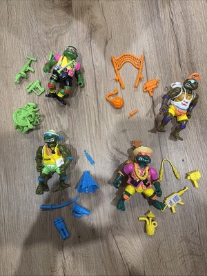 1992 TMNT Sewer Spitting Ninja Turtles Figures COMPLETE SET W ALL ACCESSORIES