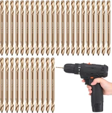 Lounsweer 30 Pcs 1/8 Inch Cobalt Drill Bits Bulk Hss M35 Metal Inch, Gold 