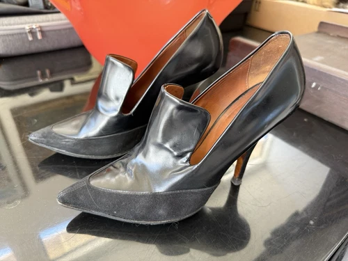 Mocassino design Celine nero pelle scamosciata tacchi a spillo tacco a spillo sexy a punta