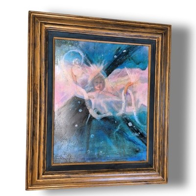 Original Gary Phillips Oil Painting  Space Angel   Framed 27  x 24  Visionary