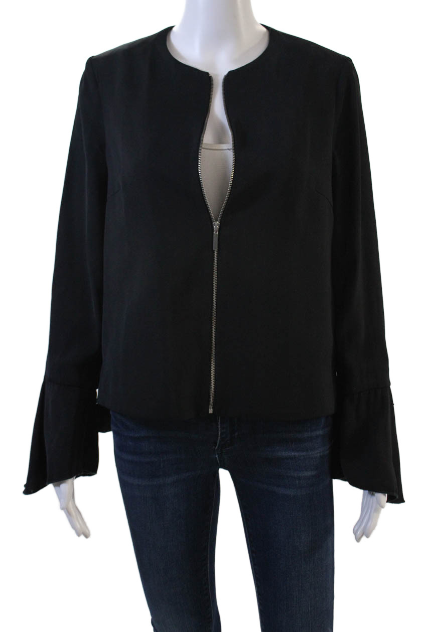 Zara Basic Womens Cropped Collarless Flounce Slee… - image 1