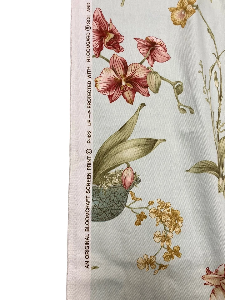 DE COLECCIÓN BLOOMCRAFT BLOOMGUARD FLORAL Orquídea IMPRESIÓN SERIGRAFÍA Verde Menta 2 yardas. 54" Foto 4 de 4