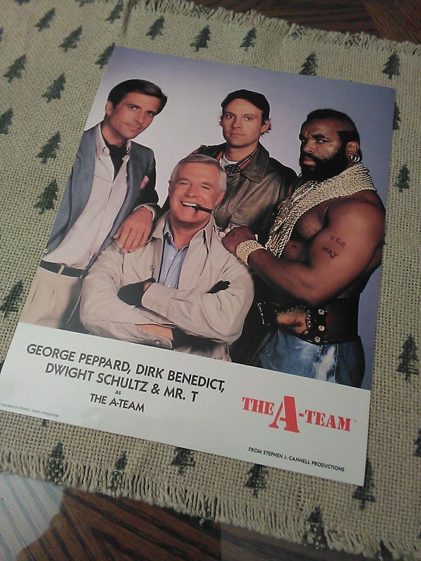 80s MR T fan color photo A TEAM TV stars 8"x11" facsimile signature