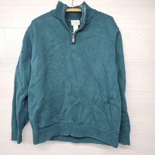 LL Bean Green Quarter Zip Knit Sweater Size XL