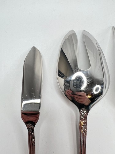 Oneida Pollenta Lot of 3 Serving Pieces Flower Scroll 18/10 Stainless Steel - Picture 11 of 16