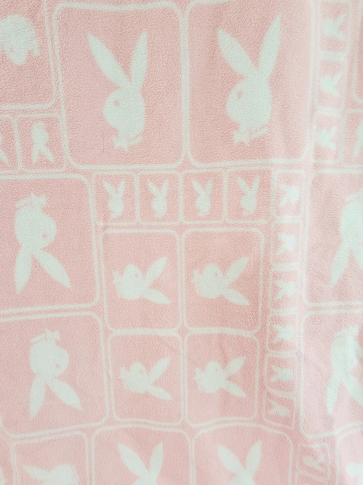 Playboy Classic Rabbit Heads Pink & White Plush Fleece Blanket 50" X 60" - Image 2 of 4