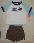 Baby Boy Carters 2Pc T-Shirt Shorts Brown Blue White Set Sz 6 Mths Summer Fun — photo 4