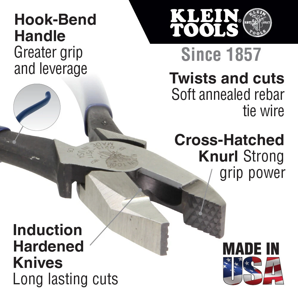 Klein Tools D201 7CST Ironworker Pliers Spring Loaded Side