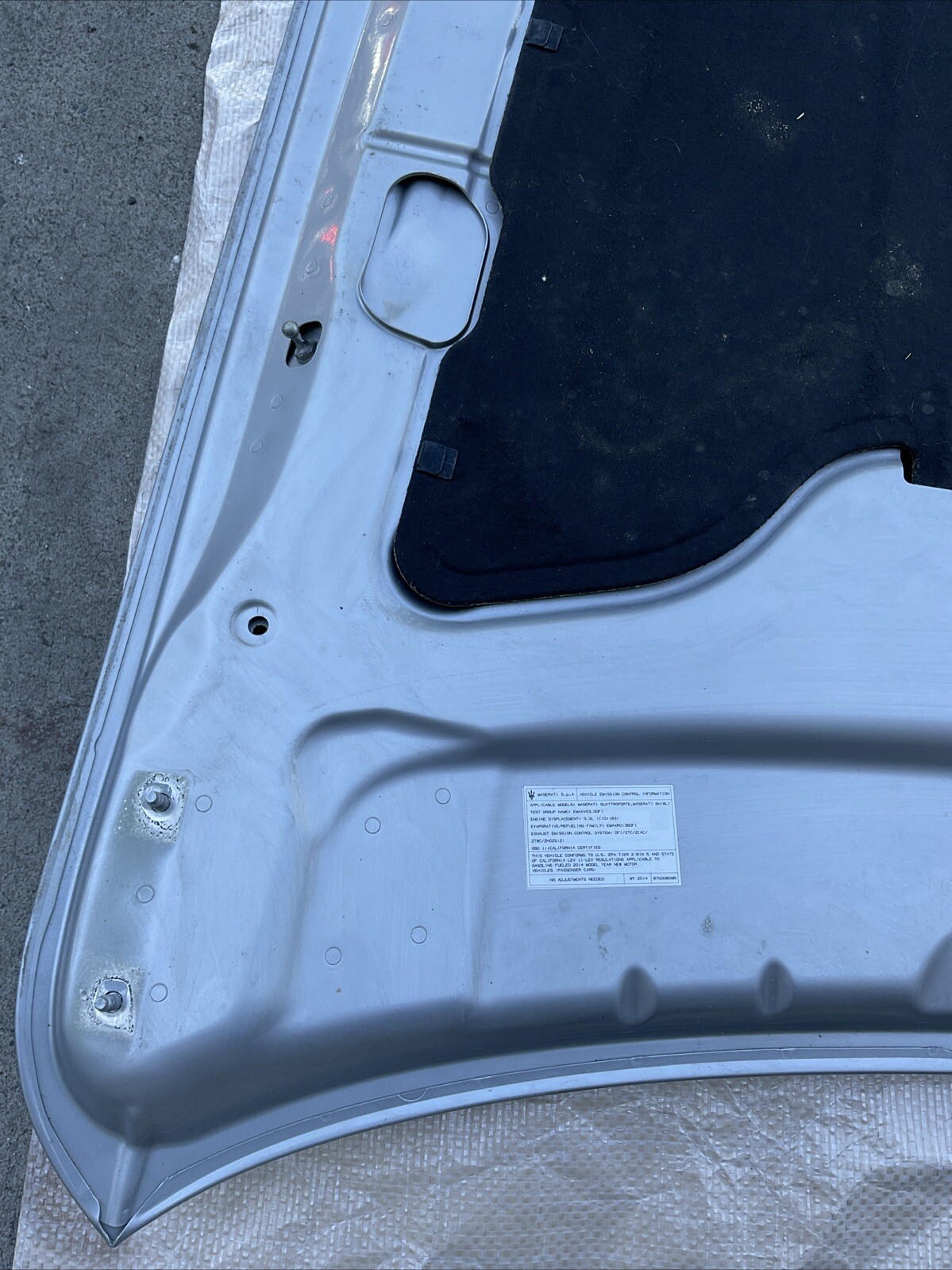 14-16 MASERATI QUATTROPORTE OEM HOOD PAINT CODE 817/B Silver 26K Miles