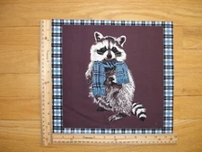 Raccoon Scarf Winter Woodland   Cotton Quilt Fabric Block 9 3/4" x 9 3/4"