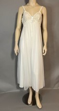 Vintage Alice Maloof Chiffon embroidered lace nightgown off white size Petite