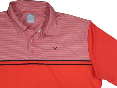 CALLAWAY jersey MENS XXL POLO SHIRT PERFORMANCE GOLF TIGER RED STRIPE COLORBLOCK