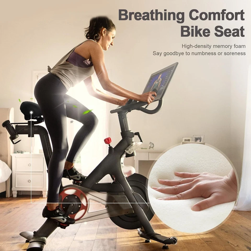 Asiento de bicicleta ancho sillín hombre/mujer cómodo espuma viscoelástica y amortiguador Foto 4 de 4