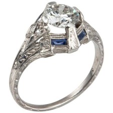 White Round Cut 2.00ct Moissanite Art Deco Wedding Ring 14K White Gold Size 5.5