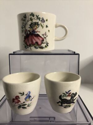 Vintage Tea Cup Set Made In Ireland China Arklow Nursery Rhyme Theme Petite