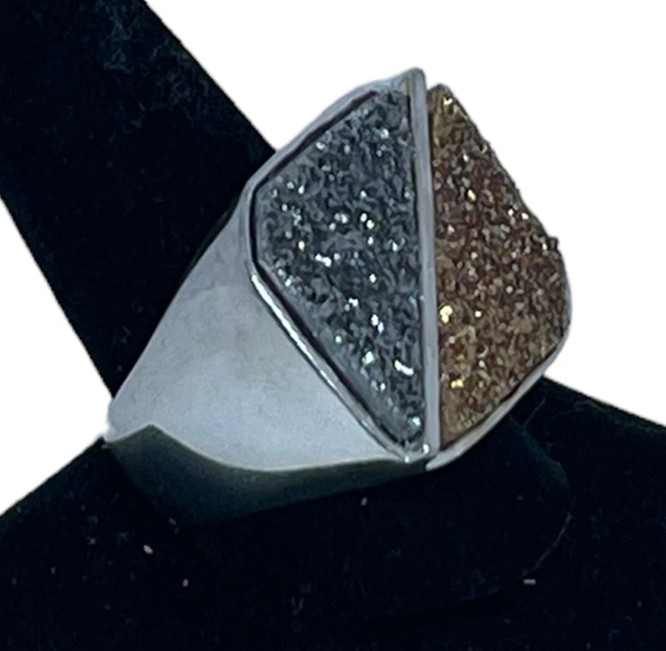 Anillo Christine Darren Drusy Cuarzo Dividido Plata/Color Rosa Unisex DRUSY 11 Foto 4 de 4