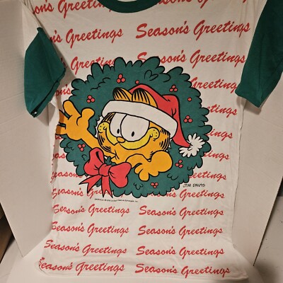 Vintage Garfield Sleep Night T-Shirt Long Shirt 1978 One Size Jim Davis Pajamas 