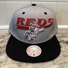 Cincinnati Reds Mitchell & Ness Retro Mr. Red Logo Gray Snapback Hat Cap MLB New