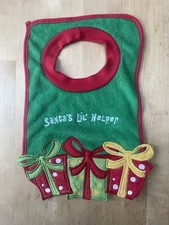 Unisex Baby Christmas Holiday Gifts Santa's Lil' Helper Cotton Blend Bib Green
