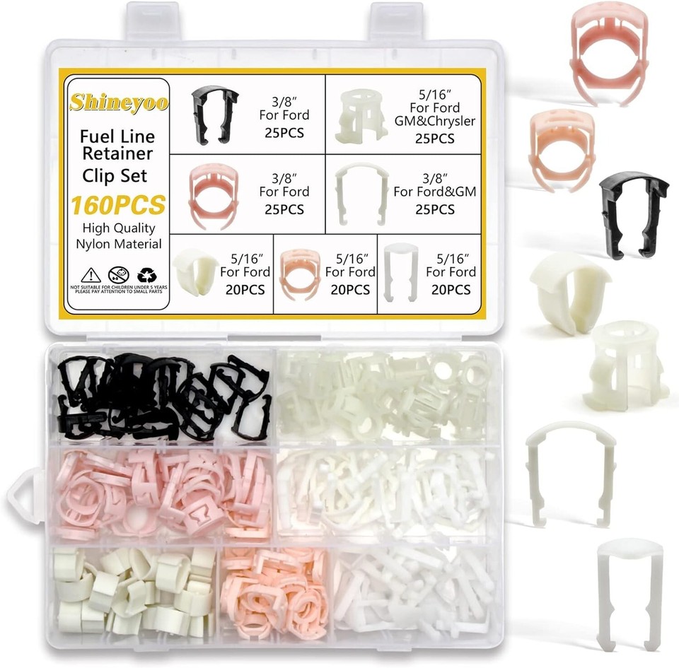 Fuel Line Retainer Clips 160PCS, 3/8 & 5/16 Fuel Line Retaining Clip