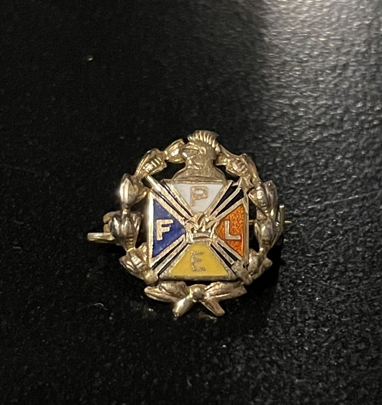Vintage Early 1900s Gold Filled And Enamel  Knights Of Pythias FPLE Lapel Pin