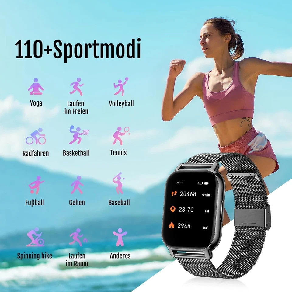 Smartwatch Herren mit Telefonfunktion Armbanduhr Sportuhr Gym Für Android IOS - Bild 2 von 4