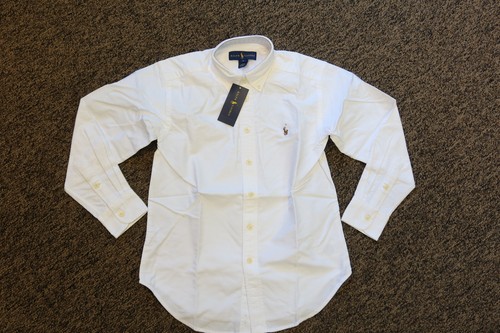New Ralph Lauren Boys Button Down Shirt / Oxford - Size 8 - WHITE