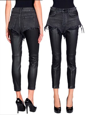 NEU ALEXANDER WANG Damen lamm Leder Schwarz Amal Clooney Short Hosen 34 36 1840 
