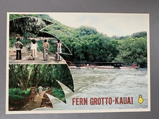 Vintage 80s Fern Grotto Kauai Hawaii Postcard Unposted Wailua River Boat Cruise