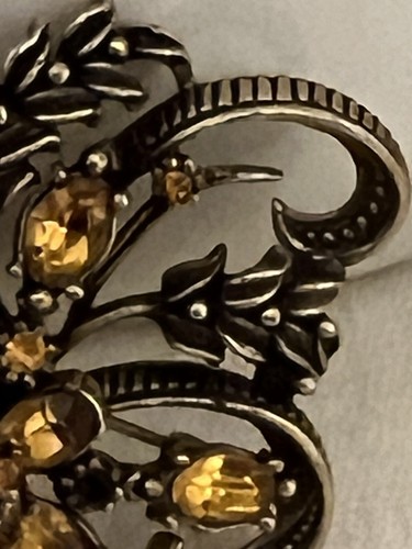Coro brooch Flower yellow Vintage 1940s -1950s Rhinestone gold tone signet - Picture 3 of 6