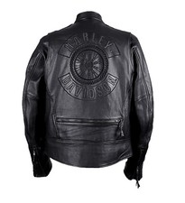 Harley Davidson L Willie G Embroidered Spell Out Leather Jacket Black