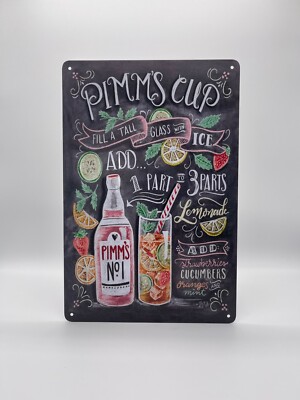 Blechschild Cocktail Pimms Cup 20x30cm Nostalgie Retro Reklame Deko Geschenk Bar
