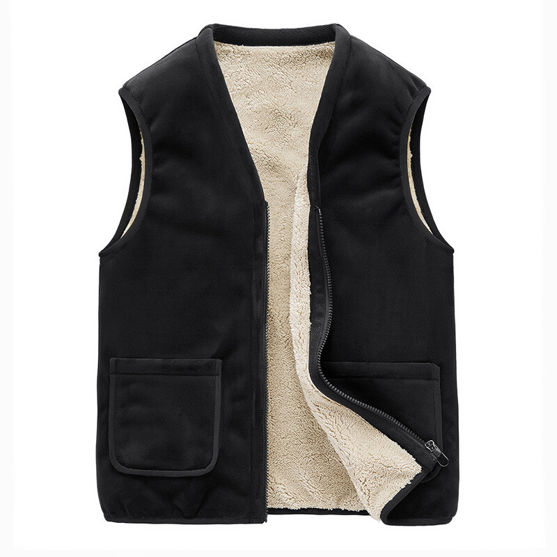 mens fleece vest no collar