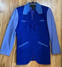 vintage compagnie internationale express 100 Wool Blue Color block Blazer S/1