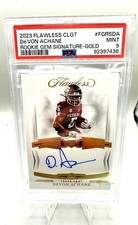2023 Flawless Collegiate De’Von Achane 💎 Rookie Gem Auto 01/10 PSA 9